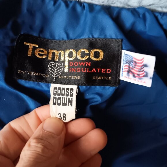 Men's Small Vintage Jacket Tempco Down Insulated Blue Quilted Seattle 38 Puffer - Picture 3 of 11